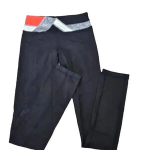 Lululemon Black Womens Leggings‎ Size 4 Graphic Waist Straight Leg Yoga Workout